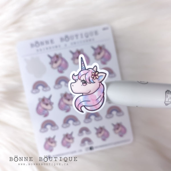 UNICORN AND RAINBOW Cute Magical Pastel Stickers Sticky Notes Translucent Dots *Individual or Set*