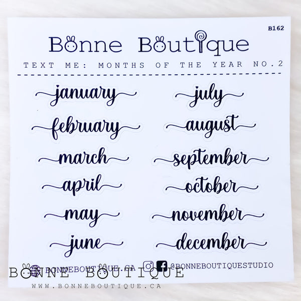 SCRIPTS: Months of the YEAR Font Type no. 2 - Stickers