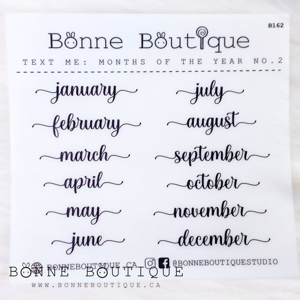 SCRIPTS: Months of the YEAR Font Type no. 2 - Stickers