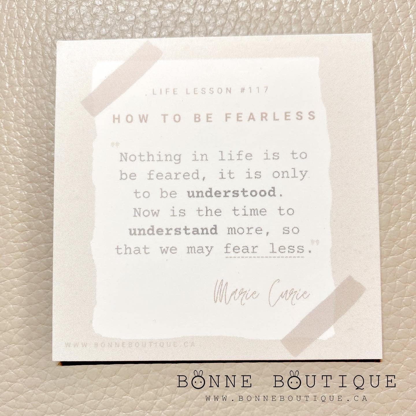SQUARE JOURNALING CARDS - How to be Fearless Life Lessons M. Currie