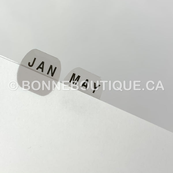 Translucent MINI Monthly Tabs in 12 Colors Perforated Stickers